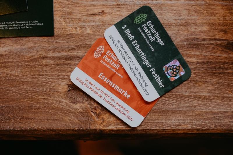 Erhartinger Festzelt Marken auf dem Tisch 1