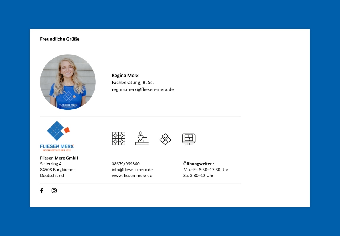 Fließen Merz HTML E Mail Signatur