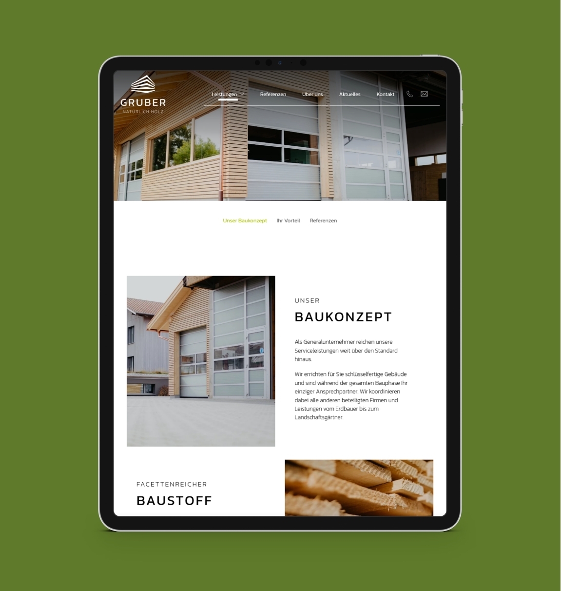 Holzbau Gruber iPad Ansicht